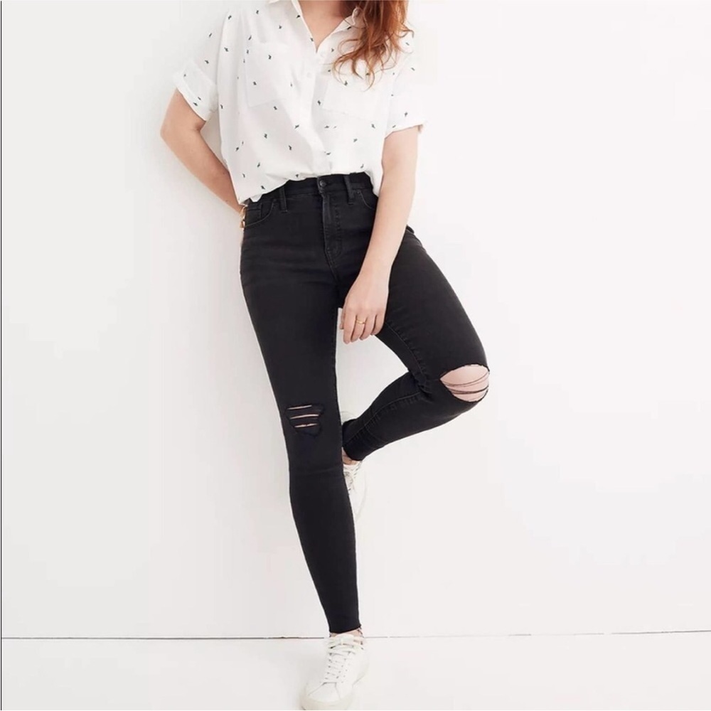 Madewell 9” High Rise Skinny Black Sea Jeans